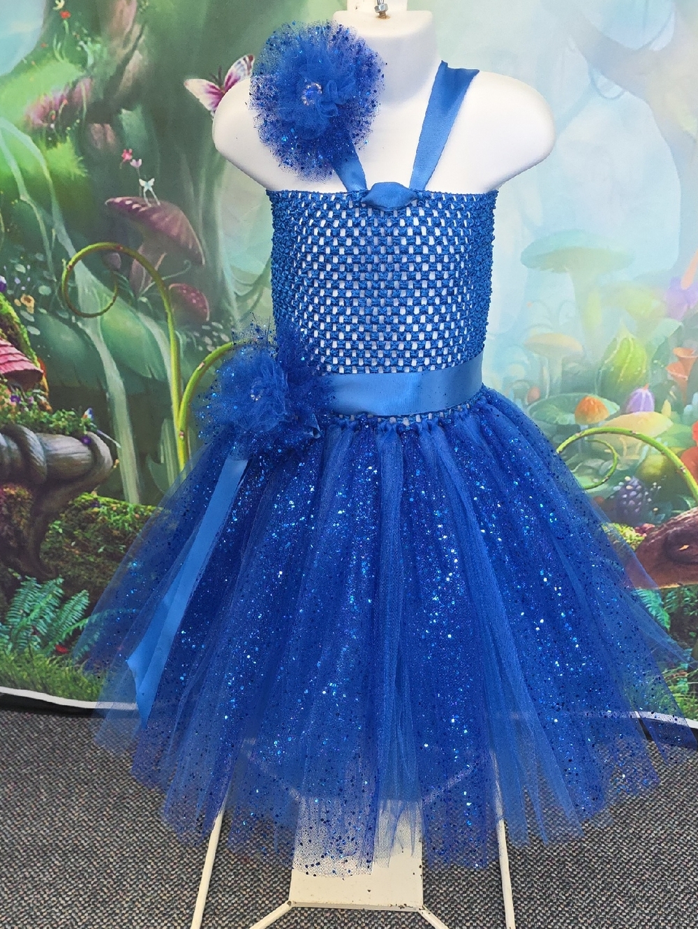 Handmade Blue Sequin Tulle Girls Tutu Dress